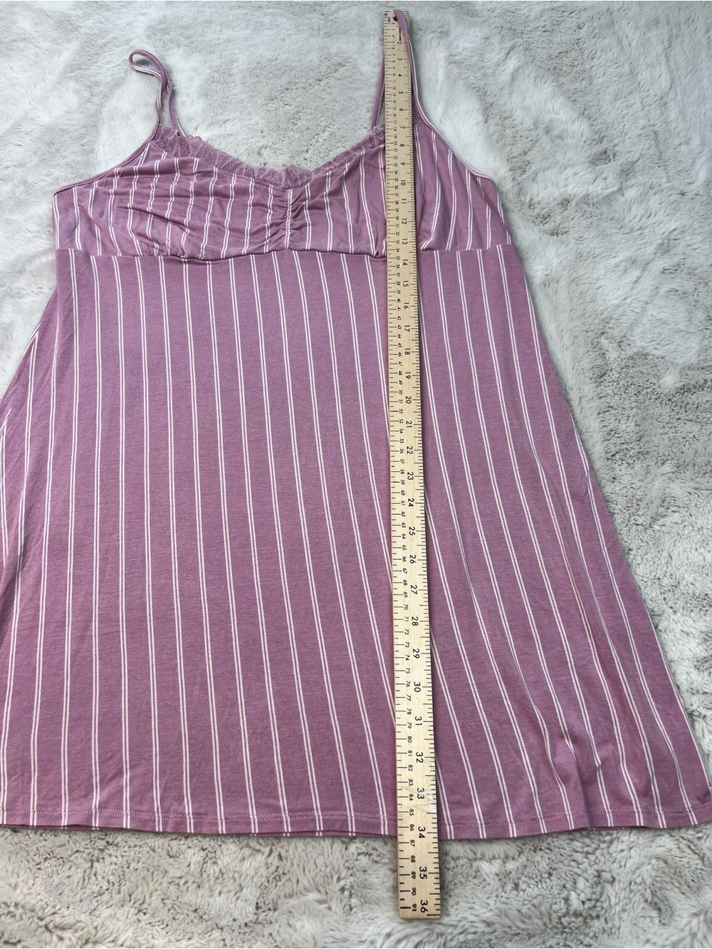 La Vie En Rose Soft Jersey Pink Stripe Camisole Size XL Nightie Lace Trim Cozy - Picture 8 of 11